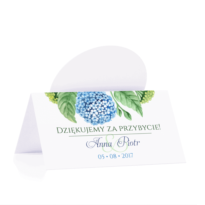 Winietka weselna motyw kwiatowy hortensja personalizacja