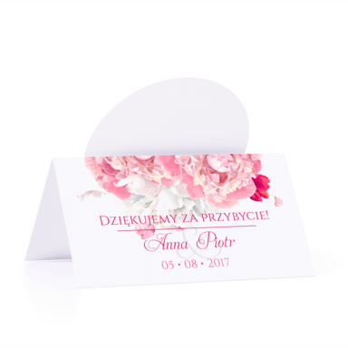 Winietka weselna motyw kwiatowy jasne piwonie personalizacja