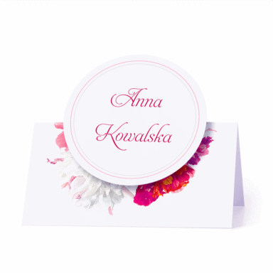 Winietka weselna motyw kwiatowy jasne piwonie personalizacja