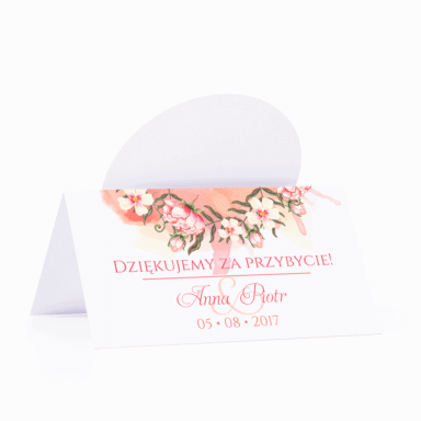 Winietka weselna motyw kwiatowy pomarańczowy personalizacja