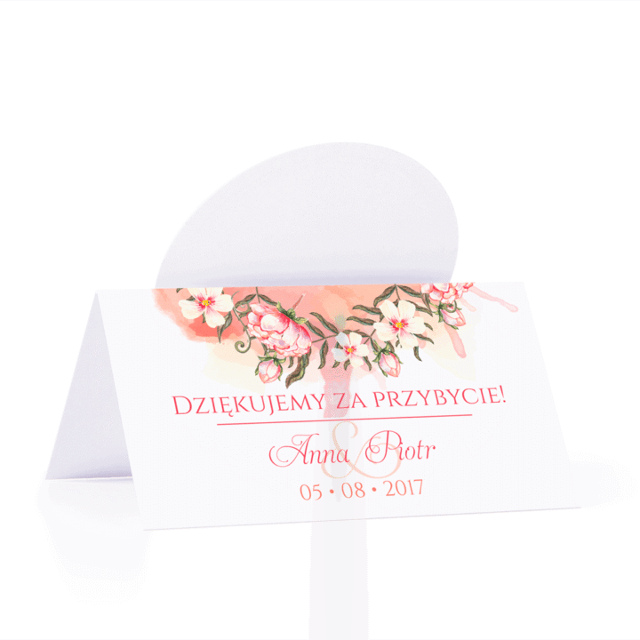 Winietka weselna motyw kwiatowy pomarańczowy personalizacja