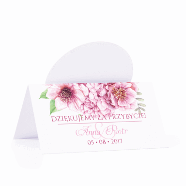 Winietka weselna motyw kwiatowy różowy personalizacja