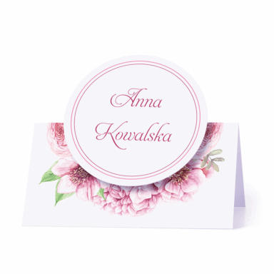 Winietka weselna motyw kwiatowy różowy personalizacja