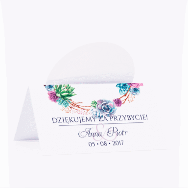 Winietka weselna motyw kwiatowy sukulenty personalizacja