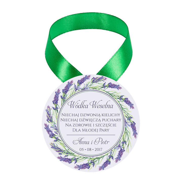 Zawieszka ozdoba na alkohol weselny na stół kwiaty