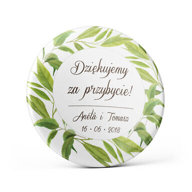 Metalowa okrągła przypinka dla gości agrafka motyw kwiatowy