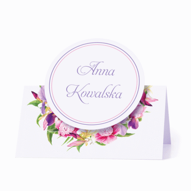Winietka weselna motyw kwiatowy irysy personalizacja