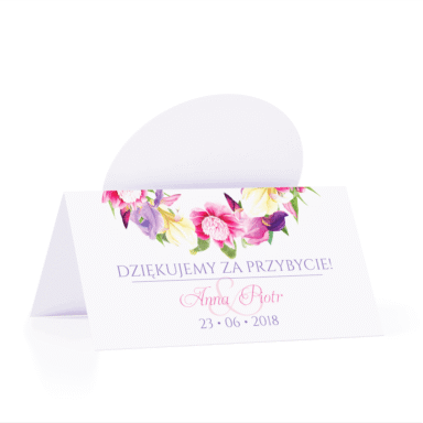 Winietka weselna motyw kwiatowy irysy personalizacja