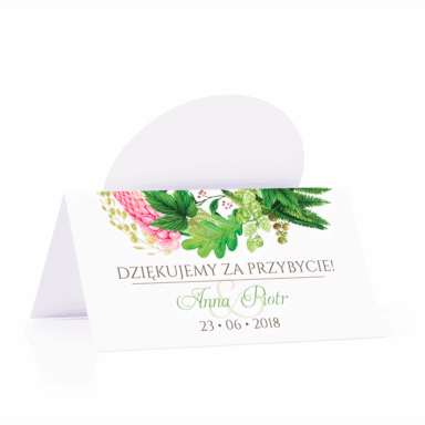Winietka weselna motyw kwiatowy paproć łubin personalizacja