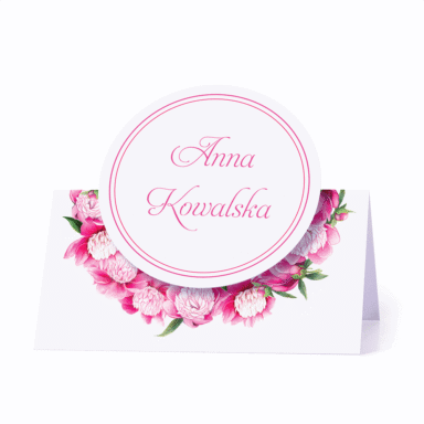 Winietka weselna motyw kwiatowy piwonie personalizacja