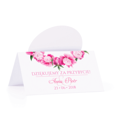 Winietka weselna motyw kwiatowy piwonie personalizacja