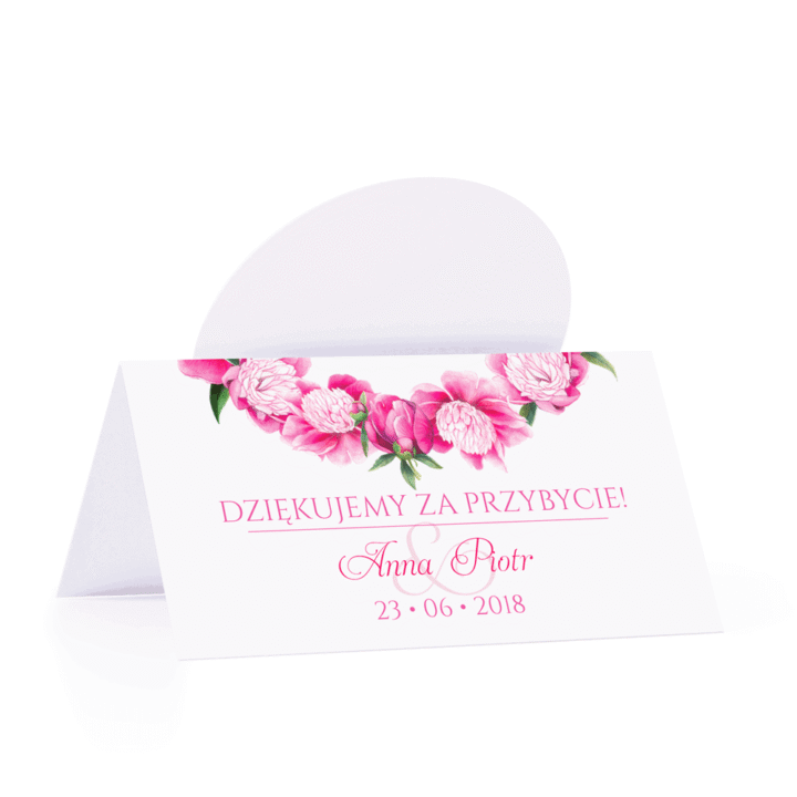 Winietka weselna motyw kwiatowy piwonie personalizacja