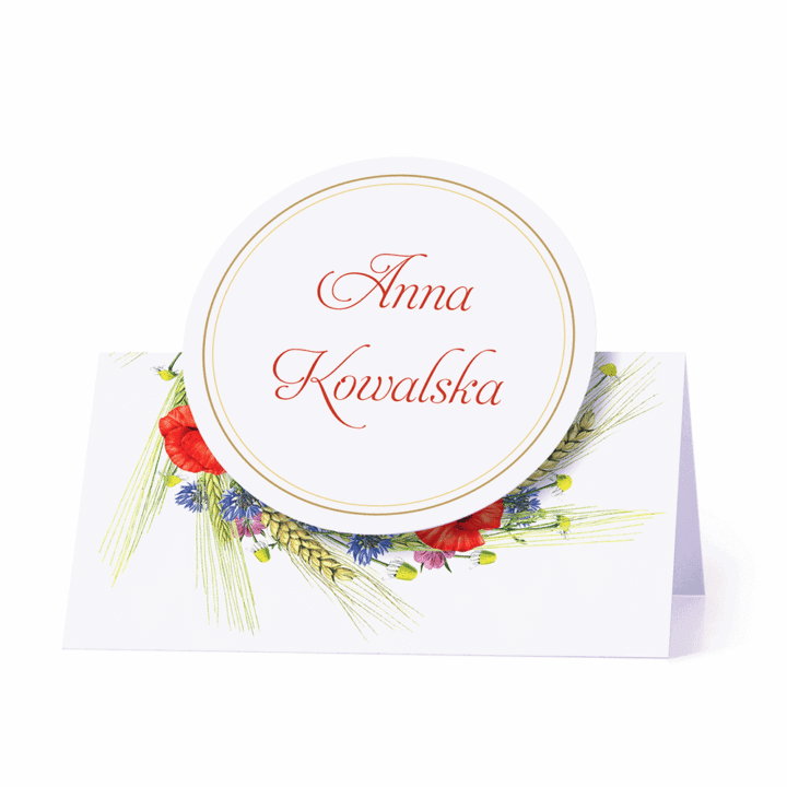 Winietka weselna wizytówka na stół motyw kwiatów
