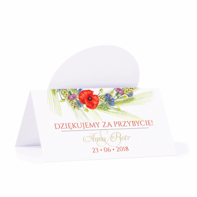 Winietka weselna na stół wizytówka kwiaty