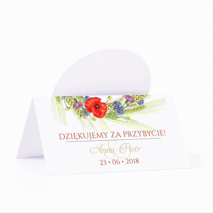 Winietka weselna na stół wizytówka kwiaty