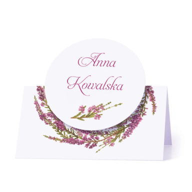 Winietka weselna motyw kwiatowy wrzos personalizacja