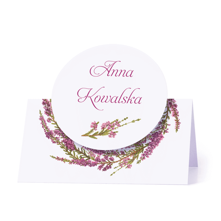 Winietka weselna motyw kwiatowy wrzos personalizacja