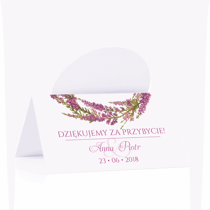 Winietka weselna motyw kwiatowy wrzos personalizacja