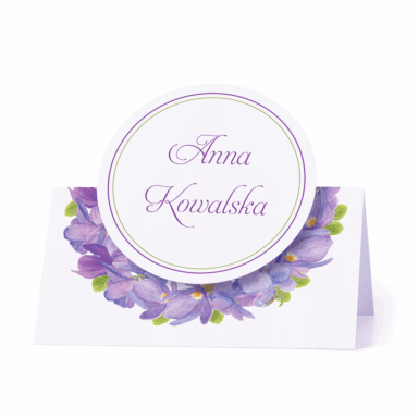 Winietka weselna motyw kwiatowy fiołki personalizacja