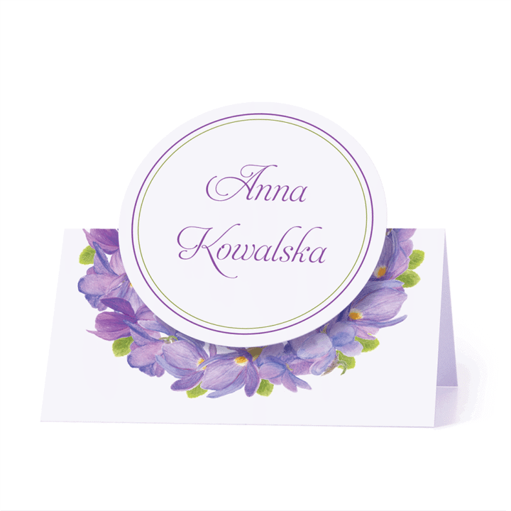 Winietka weselna motyw kwiatowy fiołki personalizacja