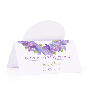 Winietka weselna motyw kwiatowy fiołki personalizacja
