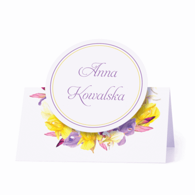 Winietka weselna motyw kwiatowy irysy personalizacja