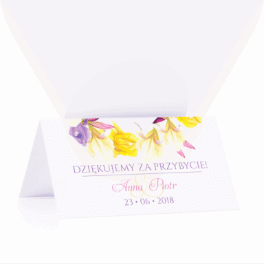 Winietka weselna motyw kwiatowy irysy personalizacja