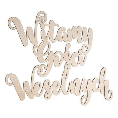 Napis witamy gości weselnych drewniany powitanie sala weselna