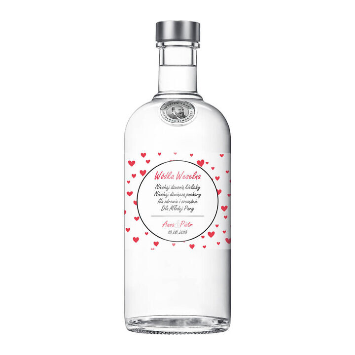 Naklejka na alkohol wódkę weselną kwiaty