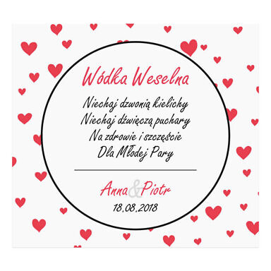 Naklejka na alkohol wódkę weselną kwiaty