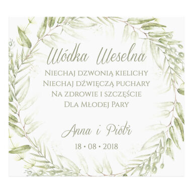 Naklejka na alkohol wódkę weselną kwiaty