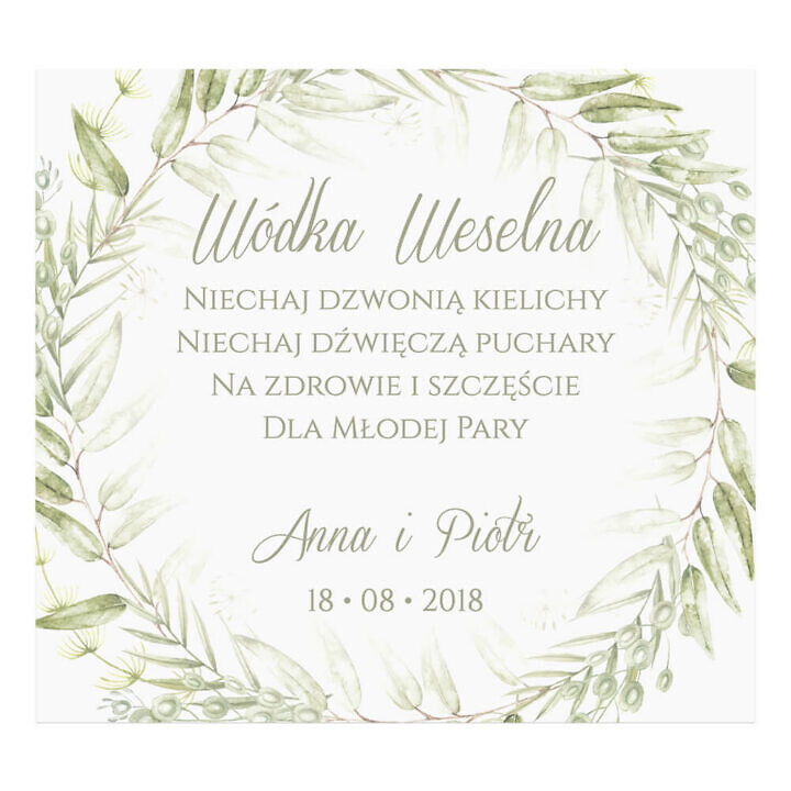 Naklejka na alkohol wódkę weselną kwiaty