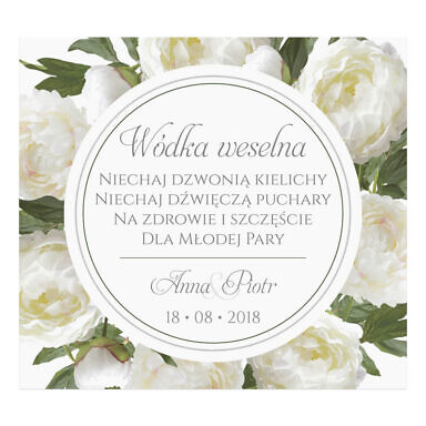 Naklejka na alkohol wódkę weselną kwiaty