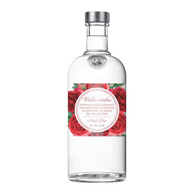 Naklejka na alkohol wódkę weselną kwiaty