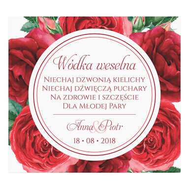 Naklejka na alkohol wódkę weselną kwiaty