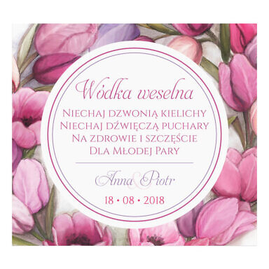 Naklejka na alkohol wódkę weselną kwiaty