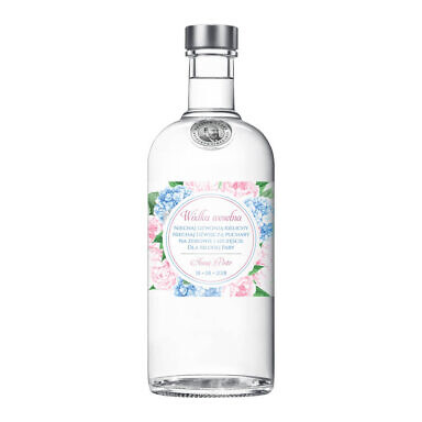 Naklejka na alkohol wódkę weselną kwiaty