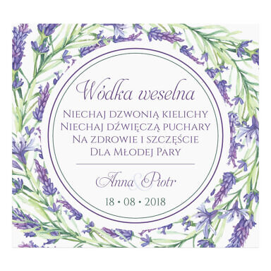 Naklejka na alkohol wódkę weselną kwiaty