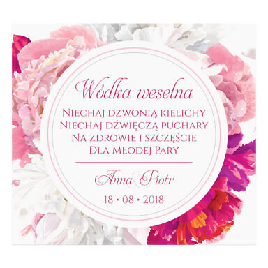 Naklejka na alkohol wódkę weselną kwiaty