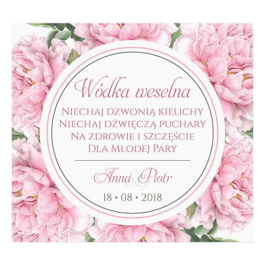 Naklejka na alkohol wódkę weselną kwiaty
