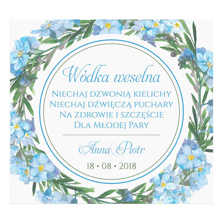 Naklejka na alkohol wódkę weselną kwiaty