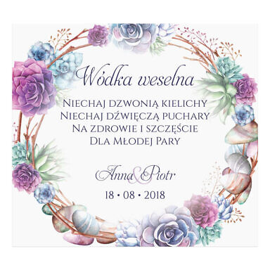 Naklejka na alkohol wódkę weselną kwiaty