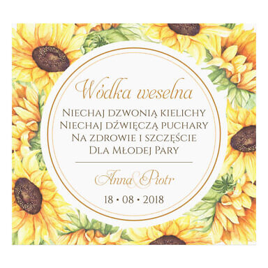 Naklejka na alkohol wódkę weselną kwiaty