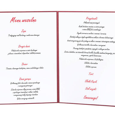 karty menu weselne spis dań na stół motyw love personalizacja