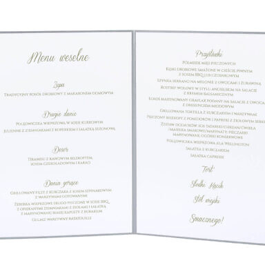 karty menu weselne spis dań na stół motyw kwiatowy personalizacja