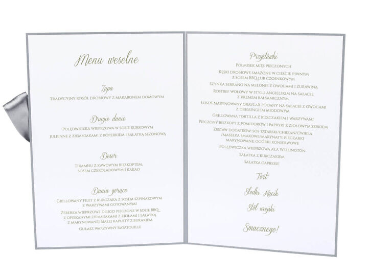 karty menu weselne spis dań na stół motyw kwiatowy personalizacja