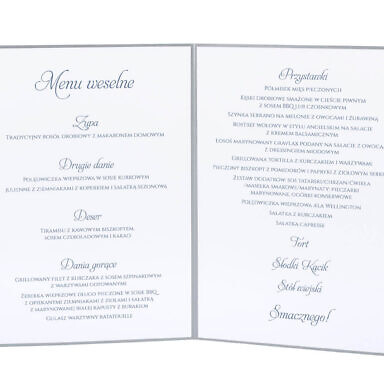 karty menu weselne spis dań na stół motyw kwiatowy personalizacja