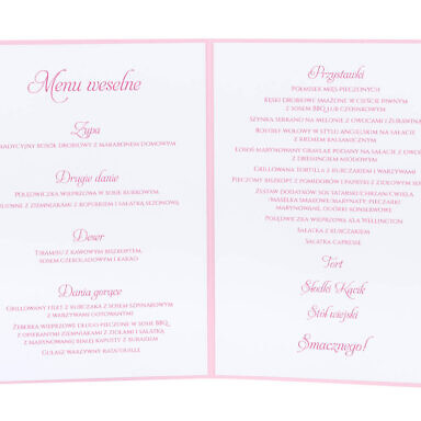 karty menu weselne spis dań na stół motyw kwiatowy personalizacja