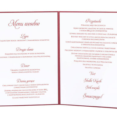 karty menu weselne spis dań na stół motyw kwiatowy personalizacja
