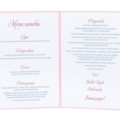 karty menu weselne spis dań na stół motyw kwiatowy personalizacja